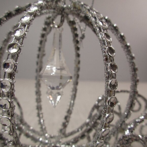 Holiday Time Cinderella Carriage Silver Bling Decorative Christmas Tree Ornament - Picture 5 of 6